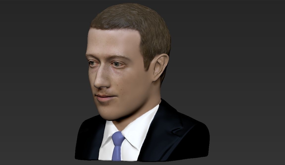 Mark Zuckerberg bust ready for full color 3D printing 3D print model_15