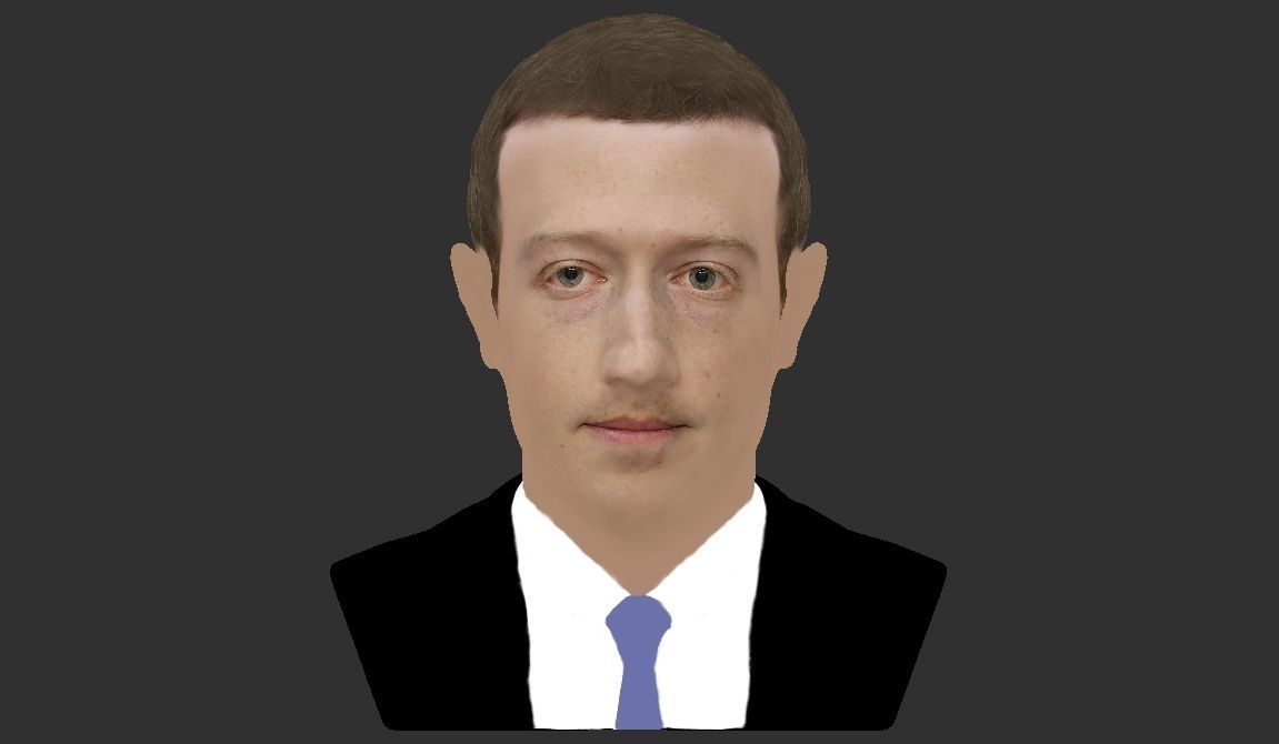 Mark Zuckerberg bust ready for full color 3D printing 3D print model_20