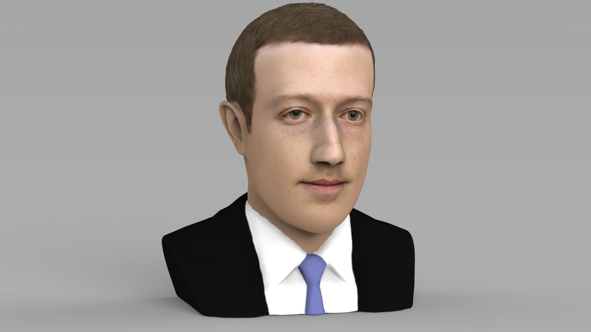 Mark Zuckerberg bust ready for full color 3D printing 3D print model_2
