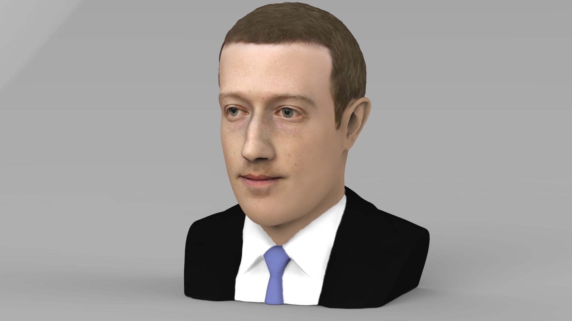 Mark Zuckerberg bust ready for full color 3D printing 3D print model_1