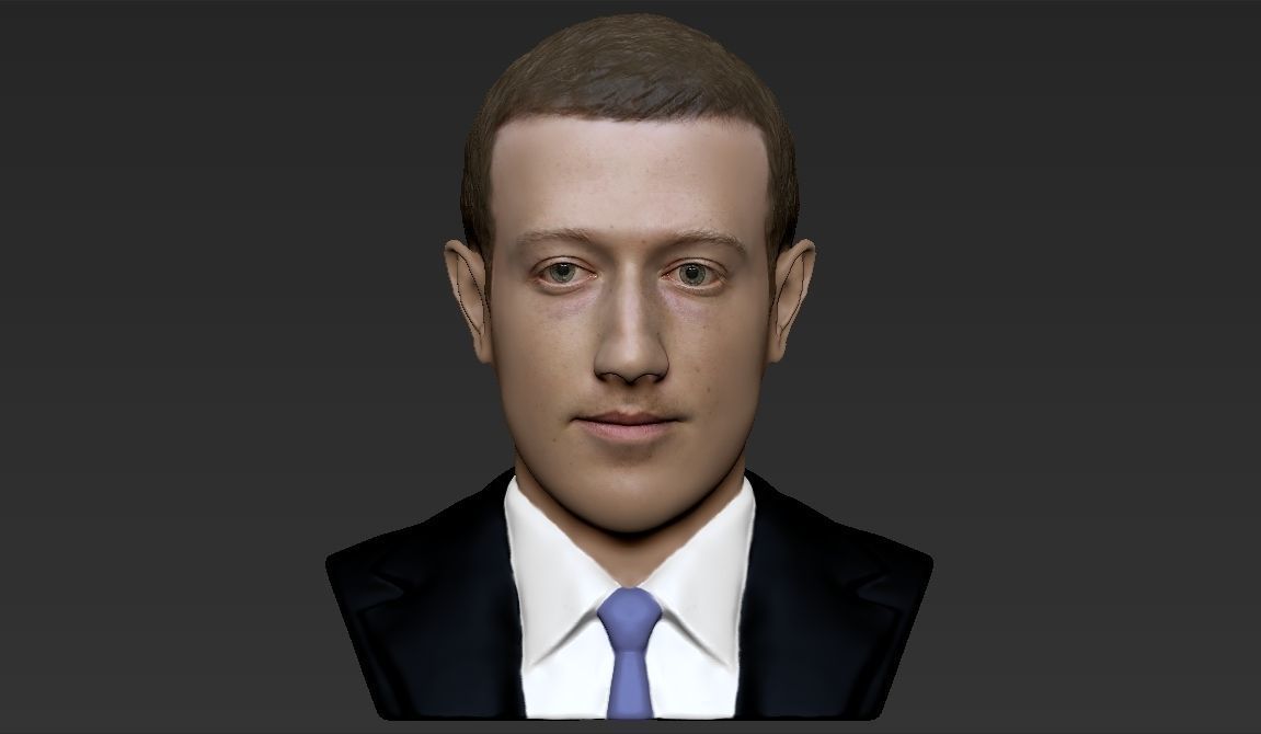 Mark Zuckerberg bust ready for full color 3D printing 3D print model_17