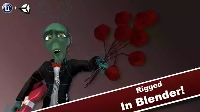 Toony Romantic Zombie GAME-READY I Rigged in blender