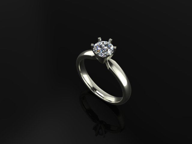 solitaire round engagement ring 3D print model_2