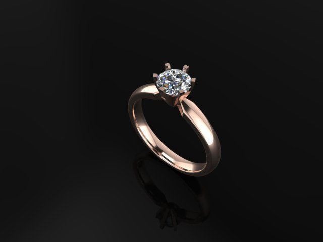 solitaire round engagement ring 3D print model_1
