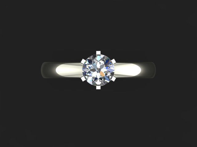 solitaire round engagement ring 3D print model_3