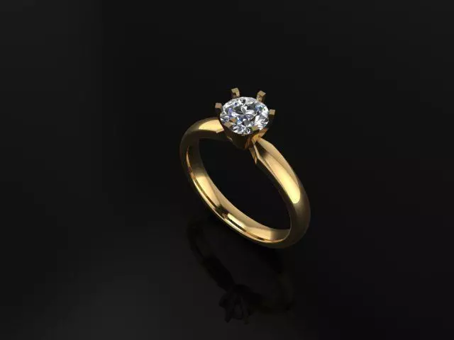 solitaire round engagement ring 3D print model_0