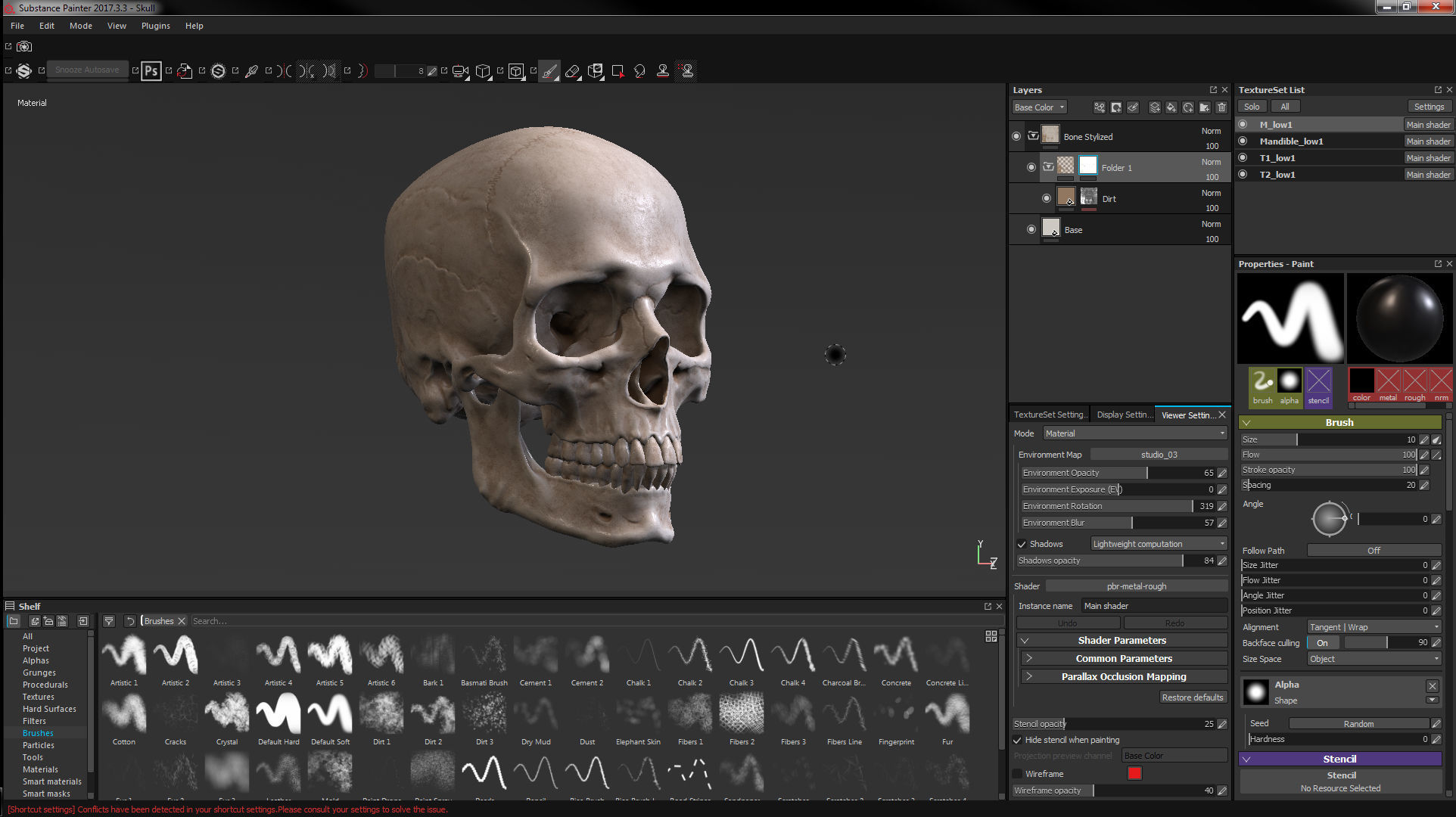 Human Skull Caucasian Male Low-poly 3D model_12