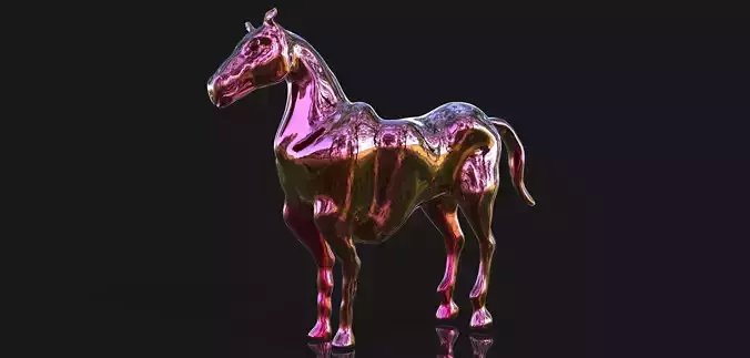 Gold and Pink Horse Free 3D model