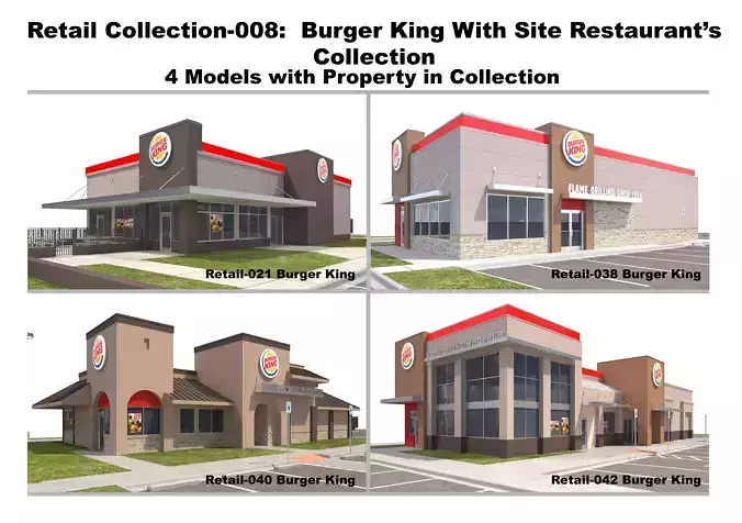 Retail Collection-008 Burger King With Site Collection 3D model