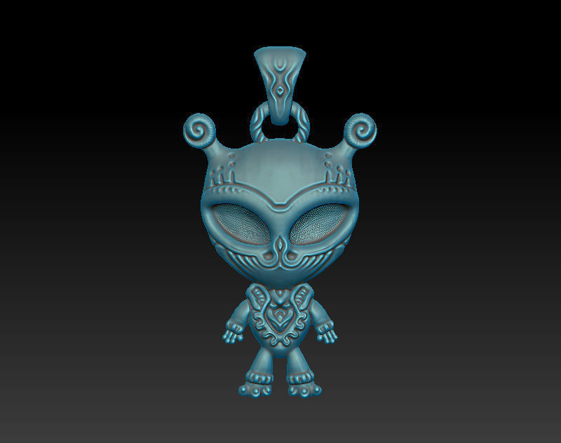Alien pendant necklace printable jewelry model 3D print model_2