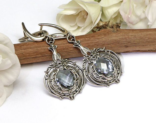 Earrings with stones printable jewelry model 3D print model