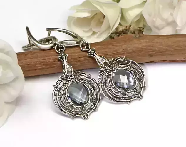 Earrings with stones printable jewelry model