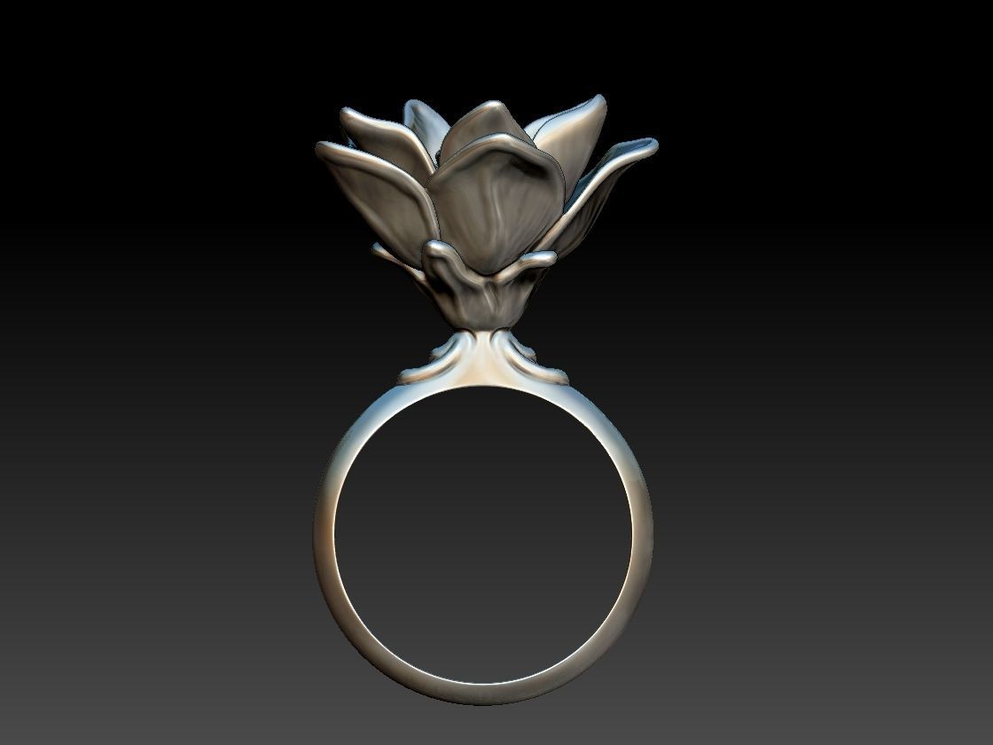 Lotus flower ring printable jewelry model 3D print model_4