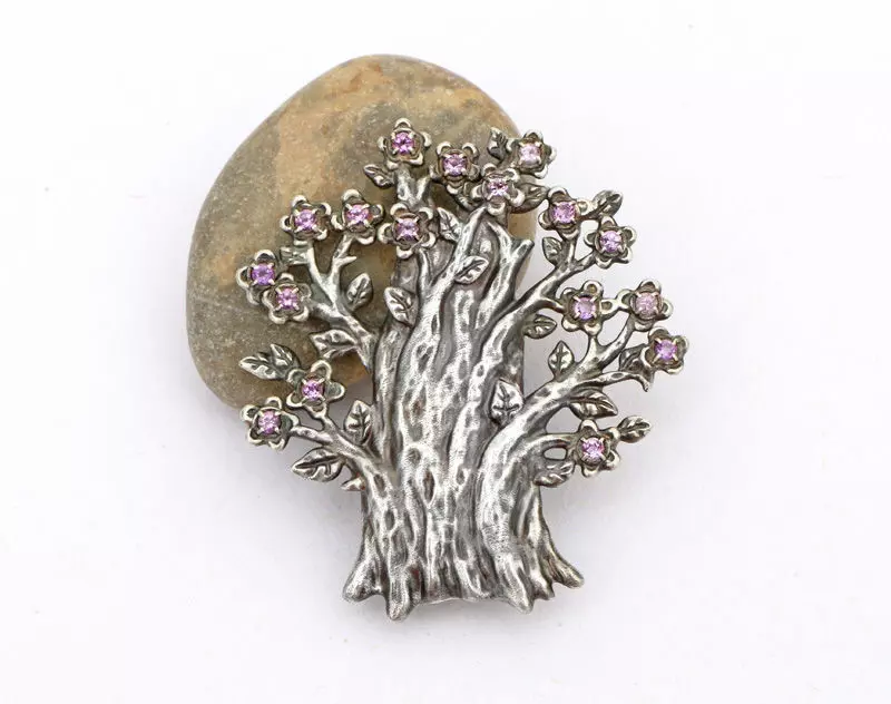 Tree brooch printable jewelry model 3D print model_0