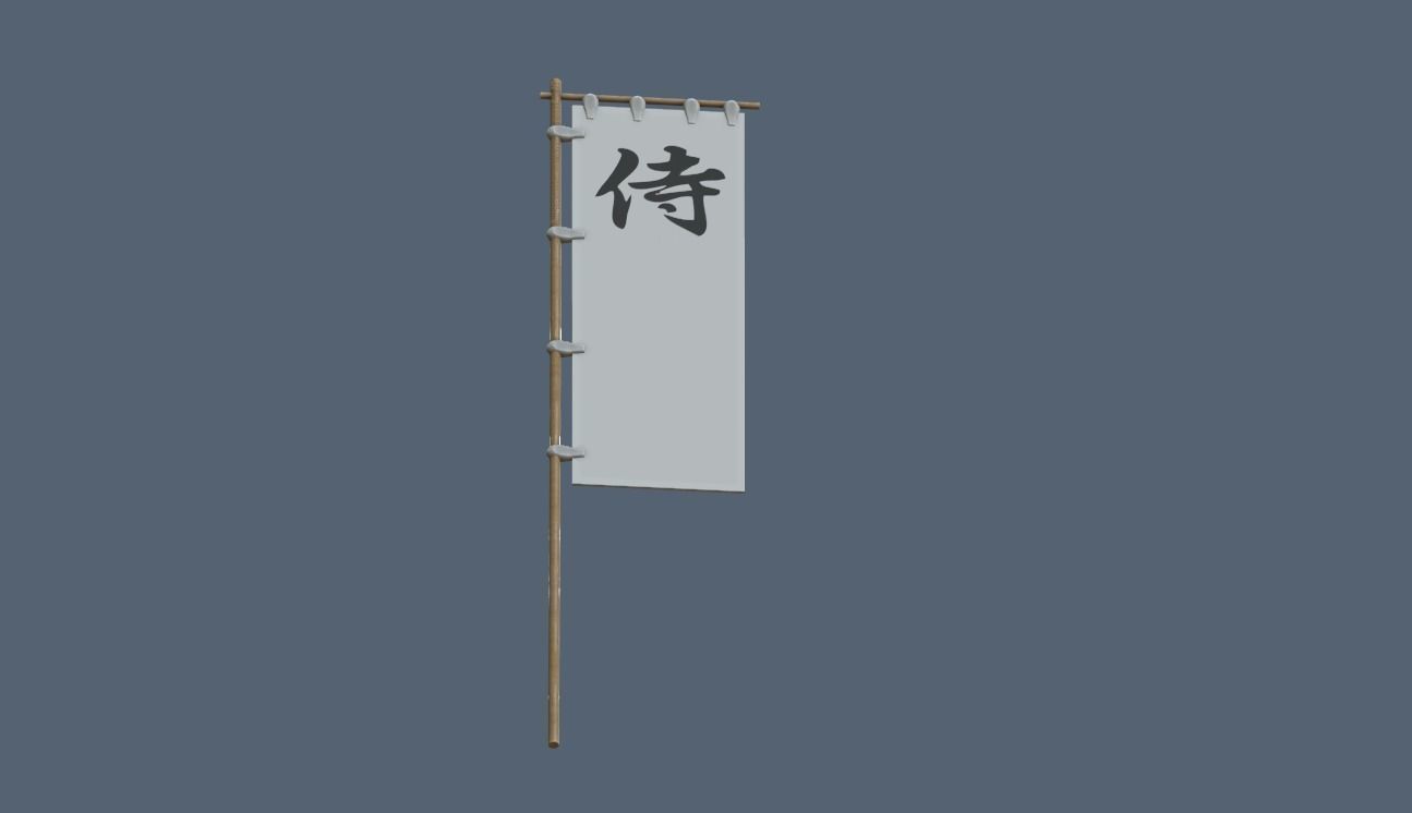 Samurai Flag - Sashimono Low-poly 3D model_1
