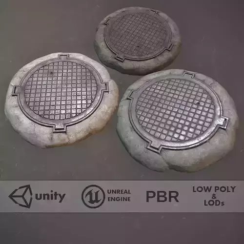 Sewer Hatch Pack 1 LODs Three Texture Options