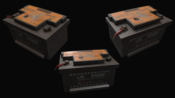 Battery old Low-poly 3D model