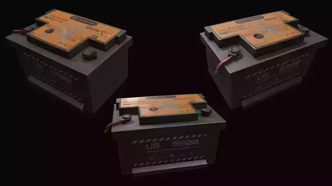 Battery old Low-poly 3D model