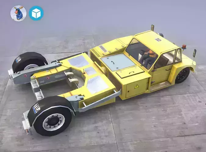 Towbarless Aircraft Tractors LTD TPX-200-S yellow Low-poly 3D model
