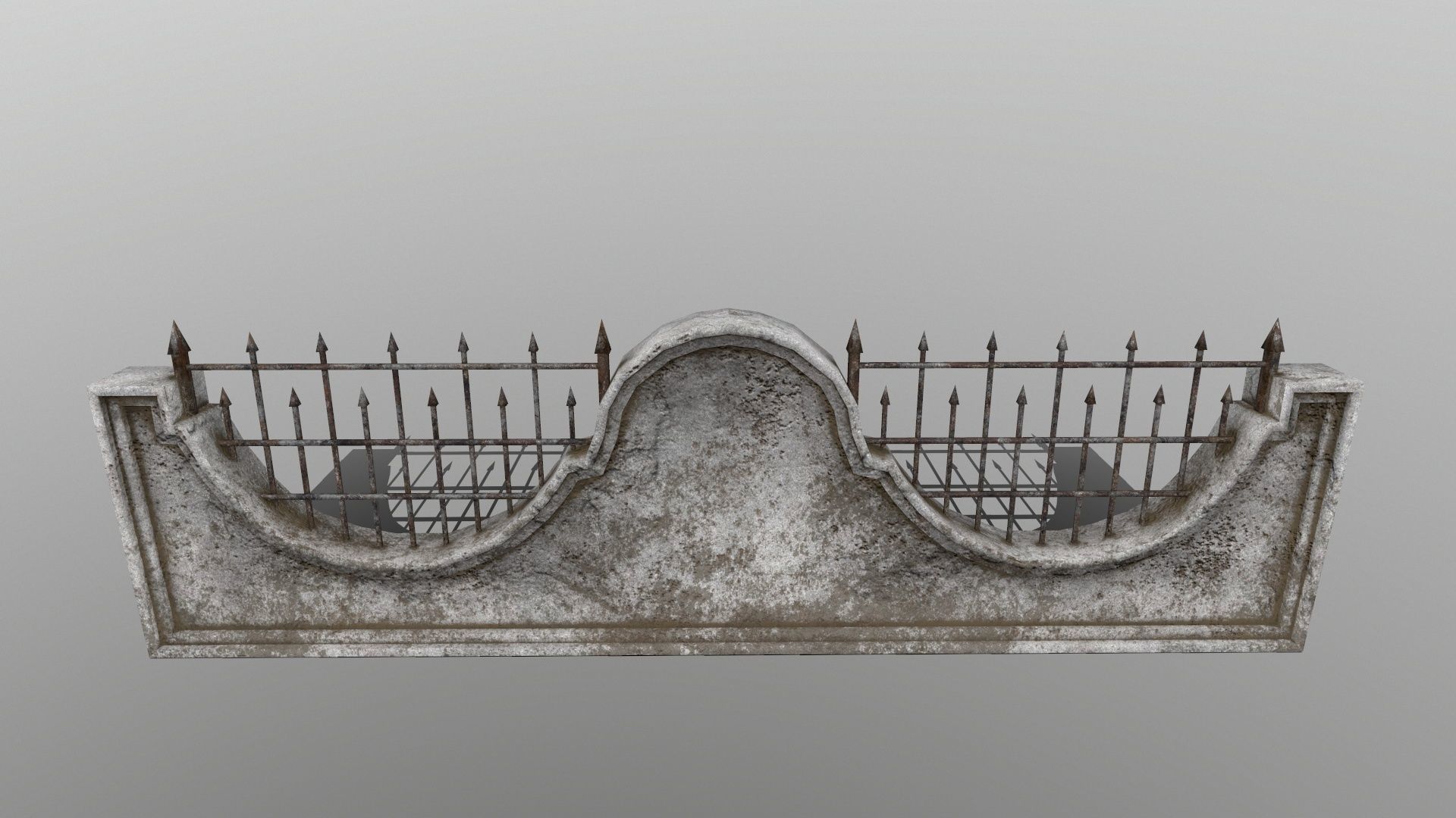 wall set two wrought iron gates Low-poly 3D model_6