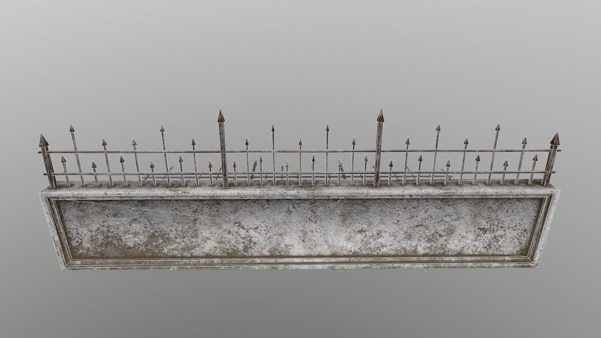 wall set two wrought iron gates Low-poly 3D model_11