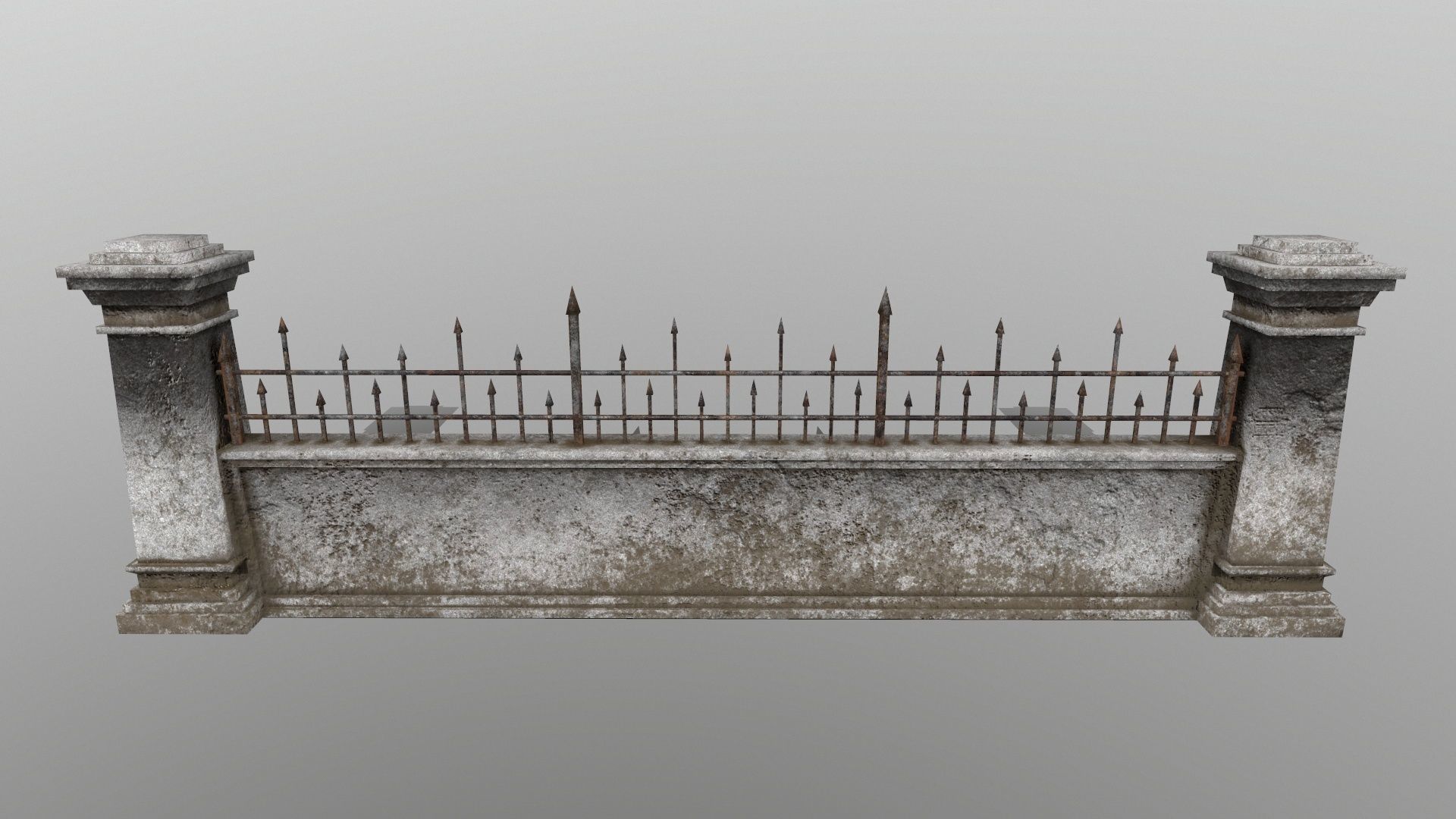 wall set two wrought iron gates Low-poly 3D model_8