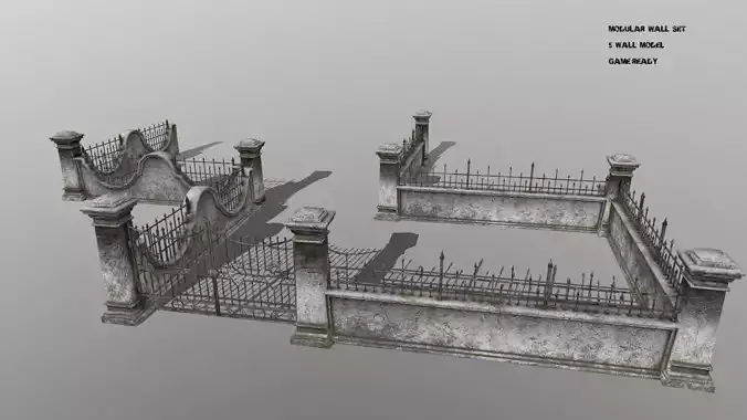 wall set two wrought iron gates