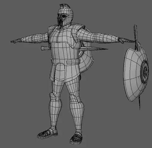 Warrior man in armor Low-poly 3D model