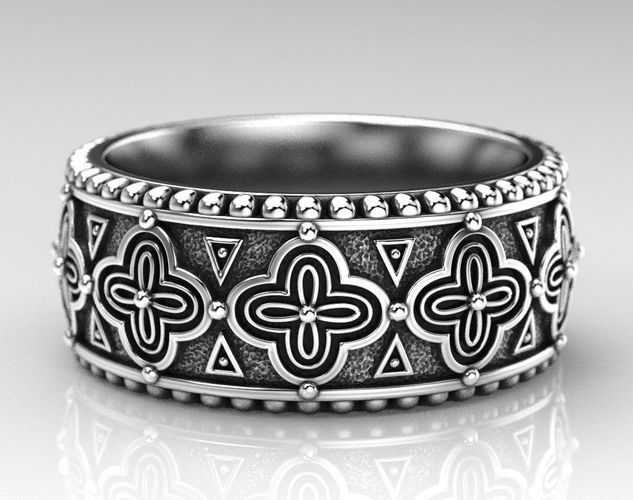 Stylish ring with antique patterns 225 3D print model