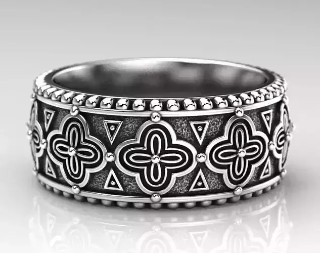 Stylish ring with antique patterns 225 3D print model