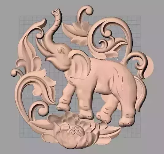 Elephant 3D Relief model STL Format used for CNC Engraving E620 3D model