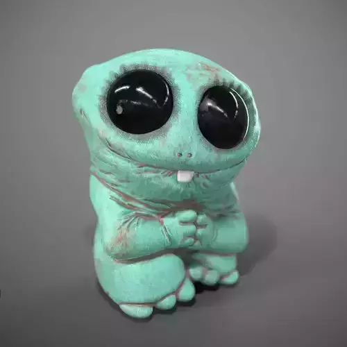 Cute Green Monster Of Clay Free low-poly 3D model