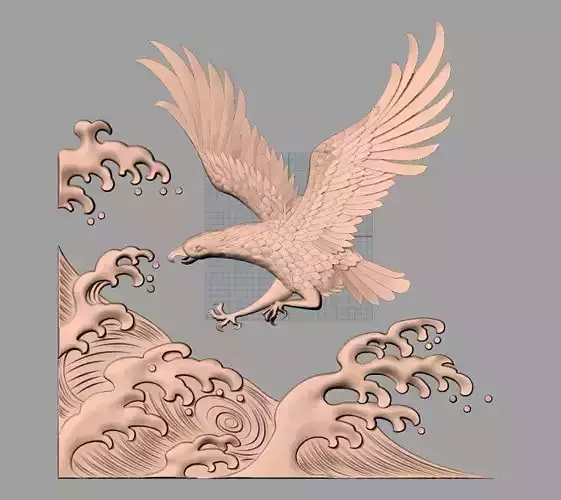 Animal Flying Eagle 3D STL Model used for CNC Carving E617