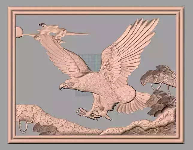 Animal Flying Eagle 3D STL Model used for CNC Carving E612