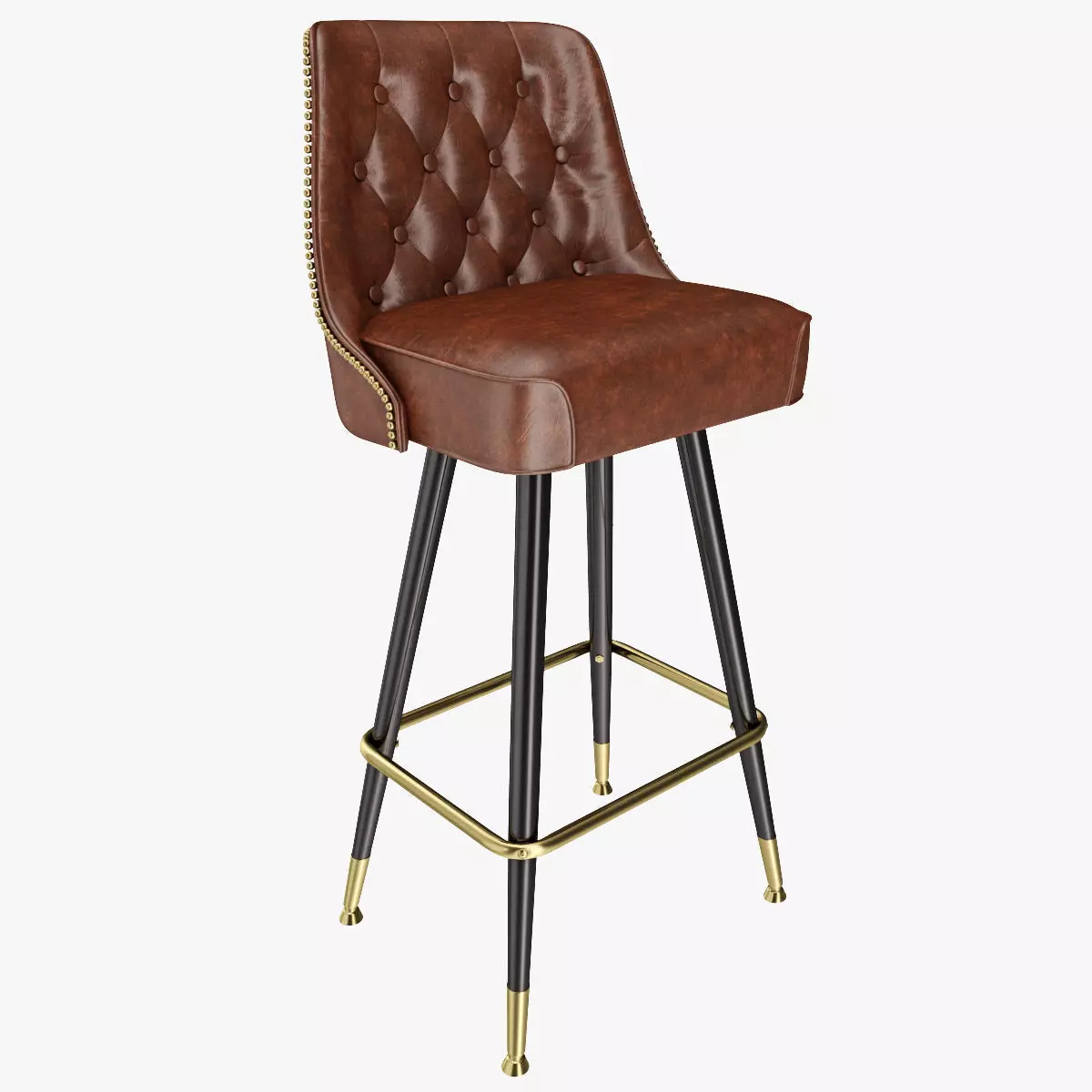 Bar Stool Leather 3D model_0