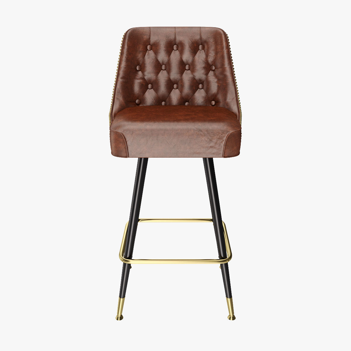 Bar Stool Leather 3D model_2