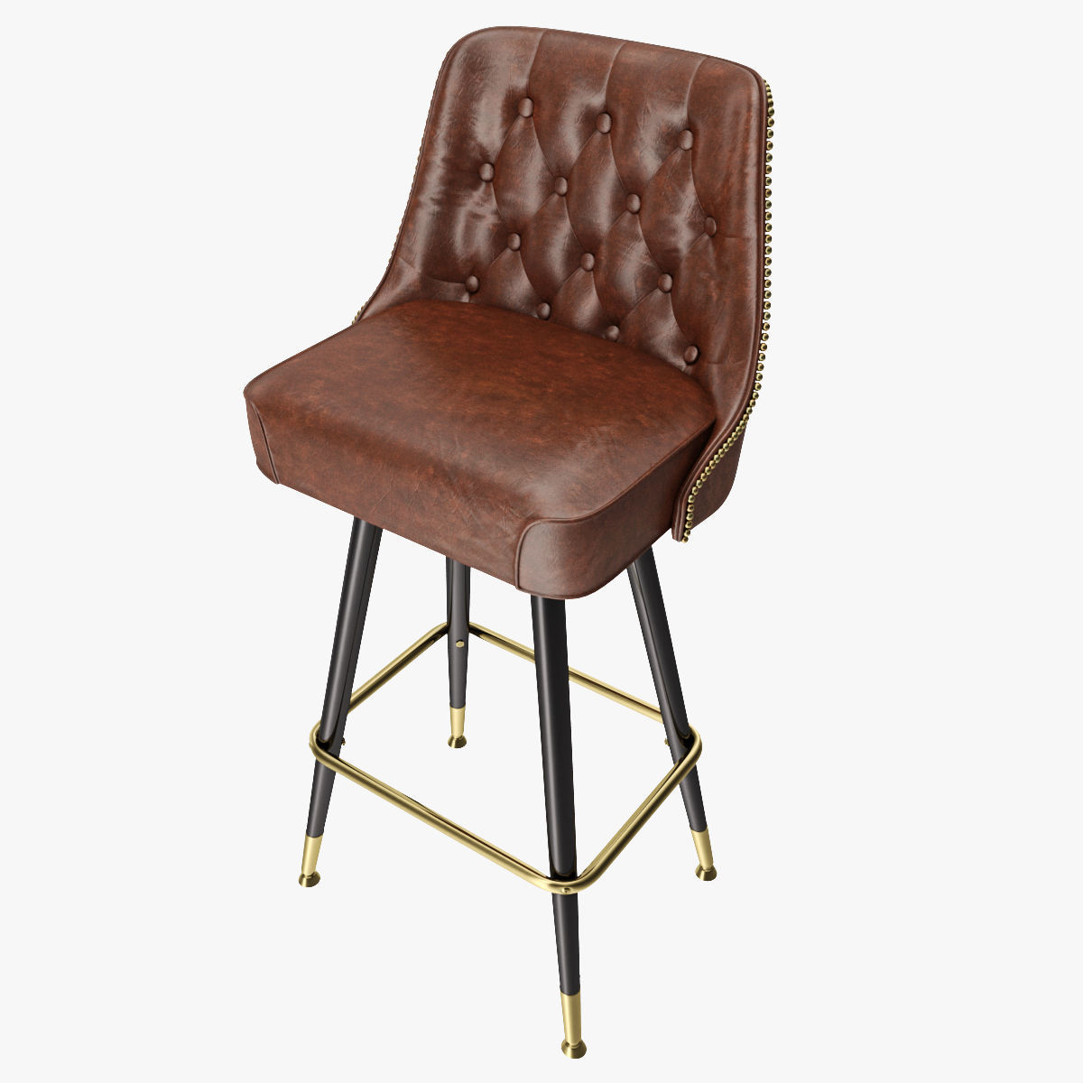 Bar Stool Leather 3D model_6