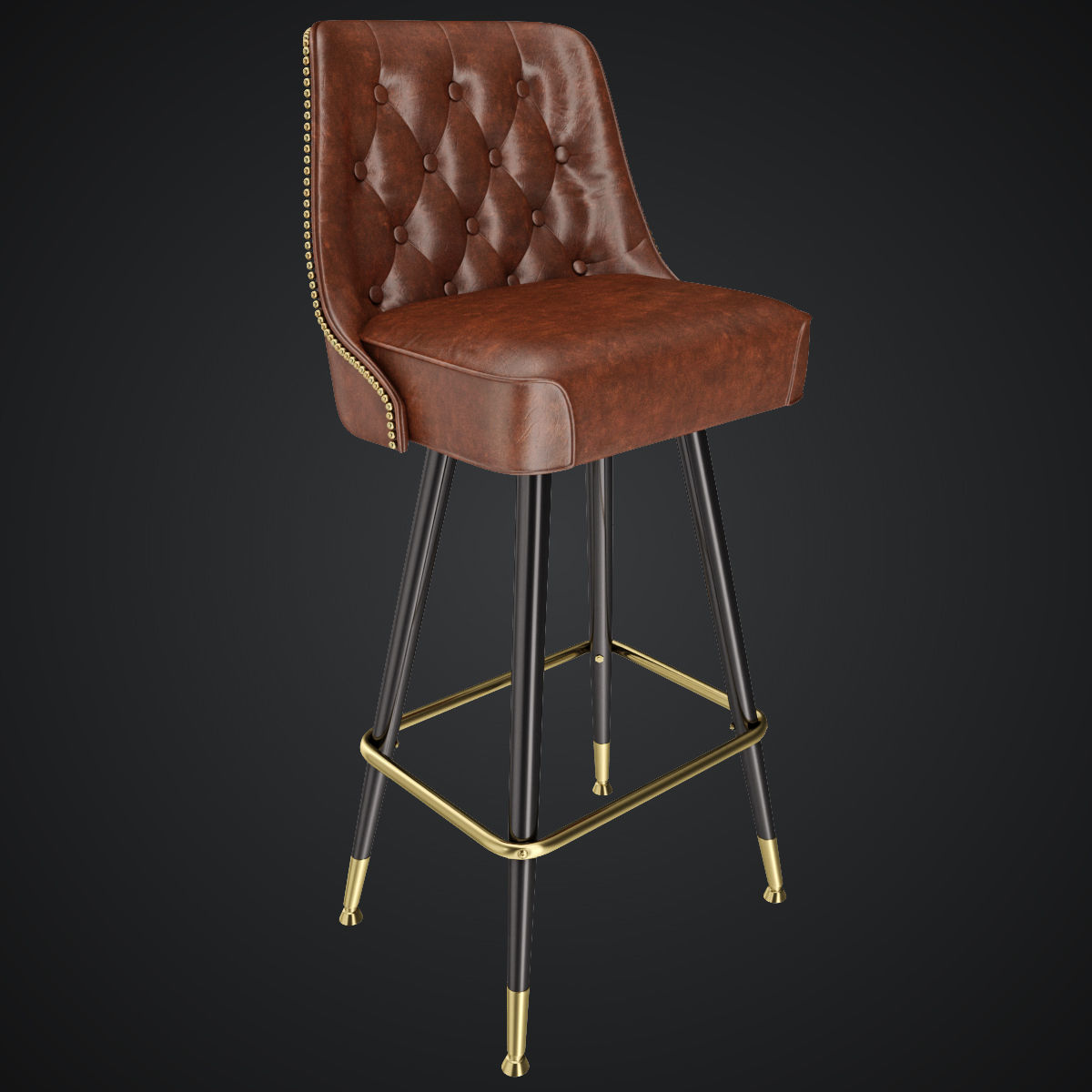 Bar Stool Leather 3D model_1