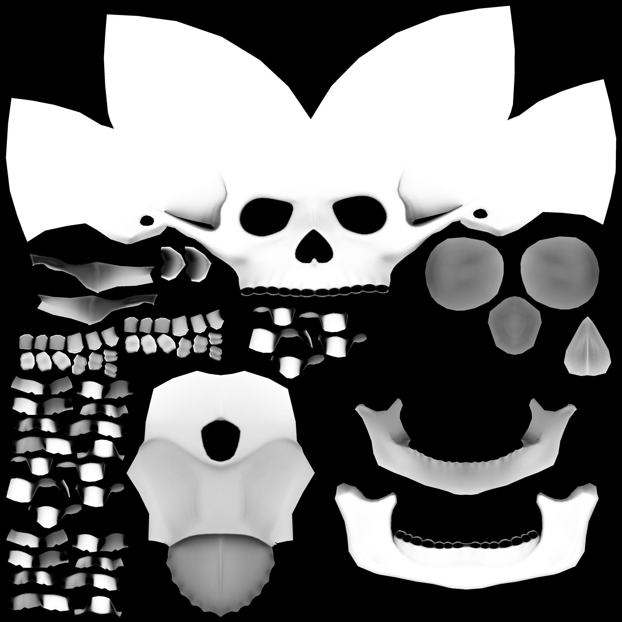 Skull human Low-poly 3D model_3