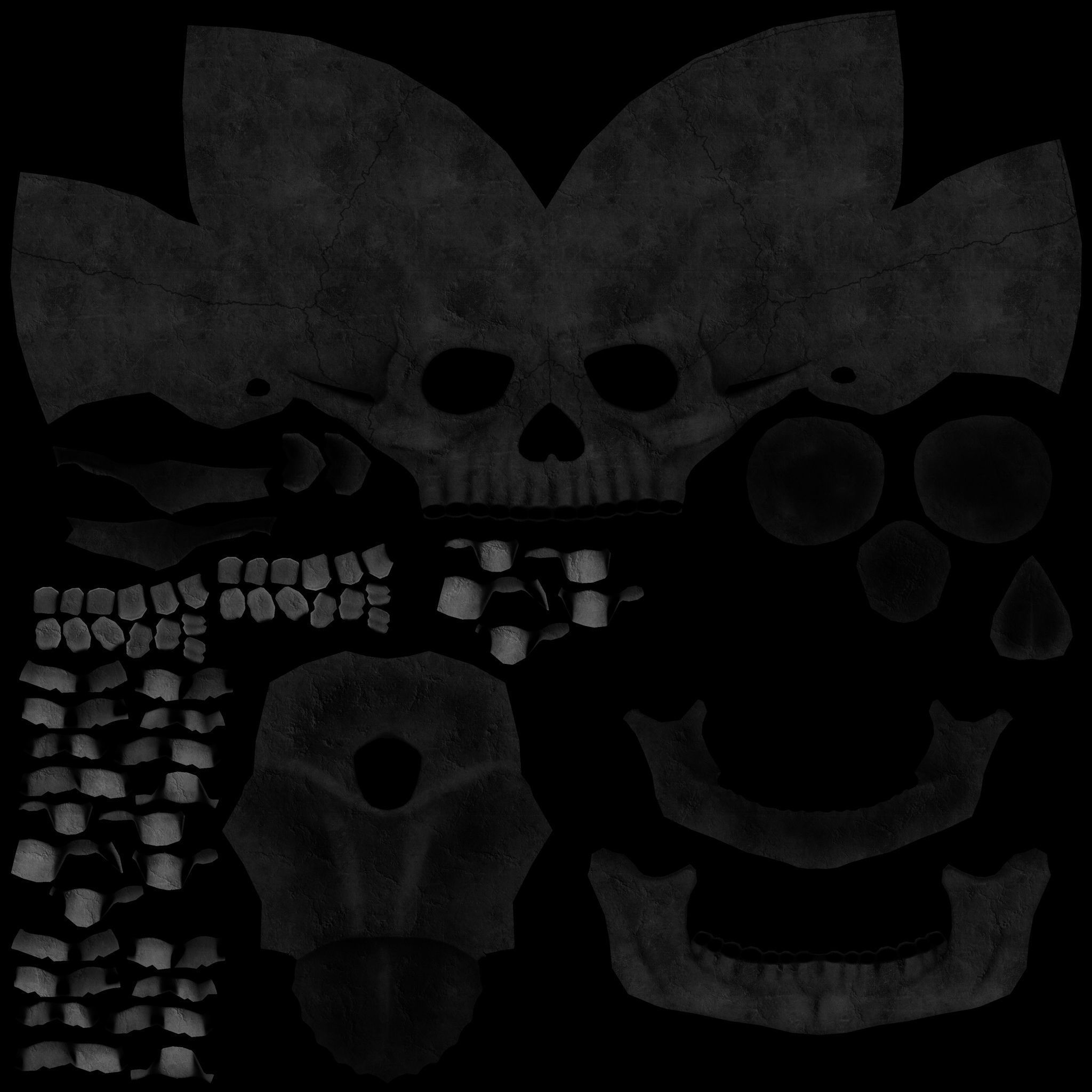 Skull human Low-poly 3D model_4