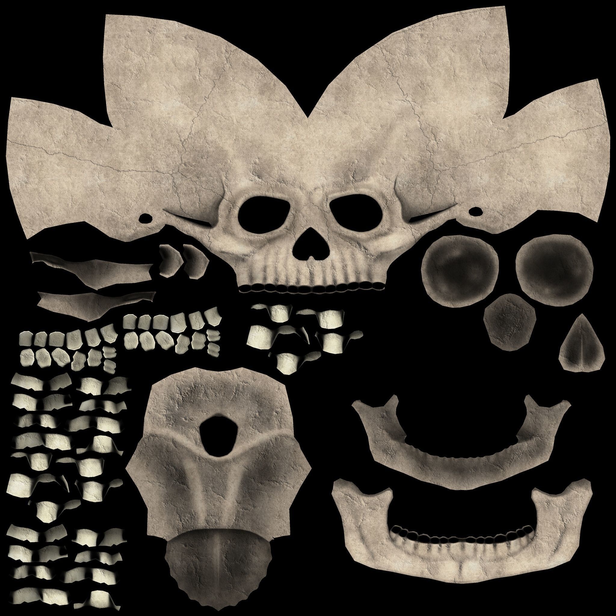 Skull human Low-poly 3D model_2