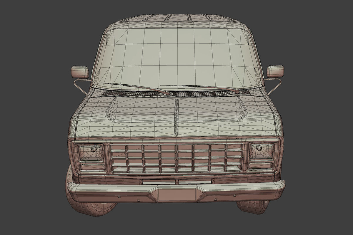 Old Van Low-poly 3D model_13