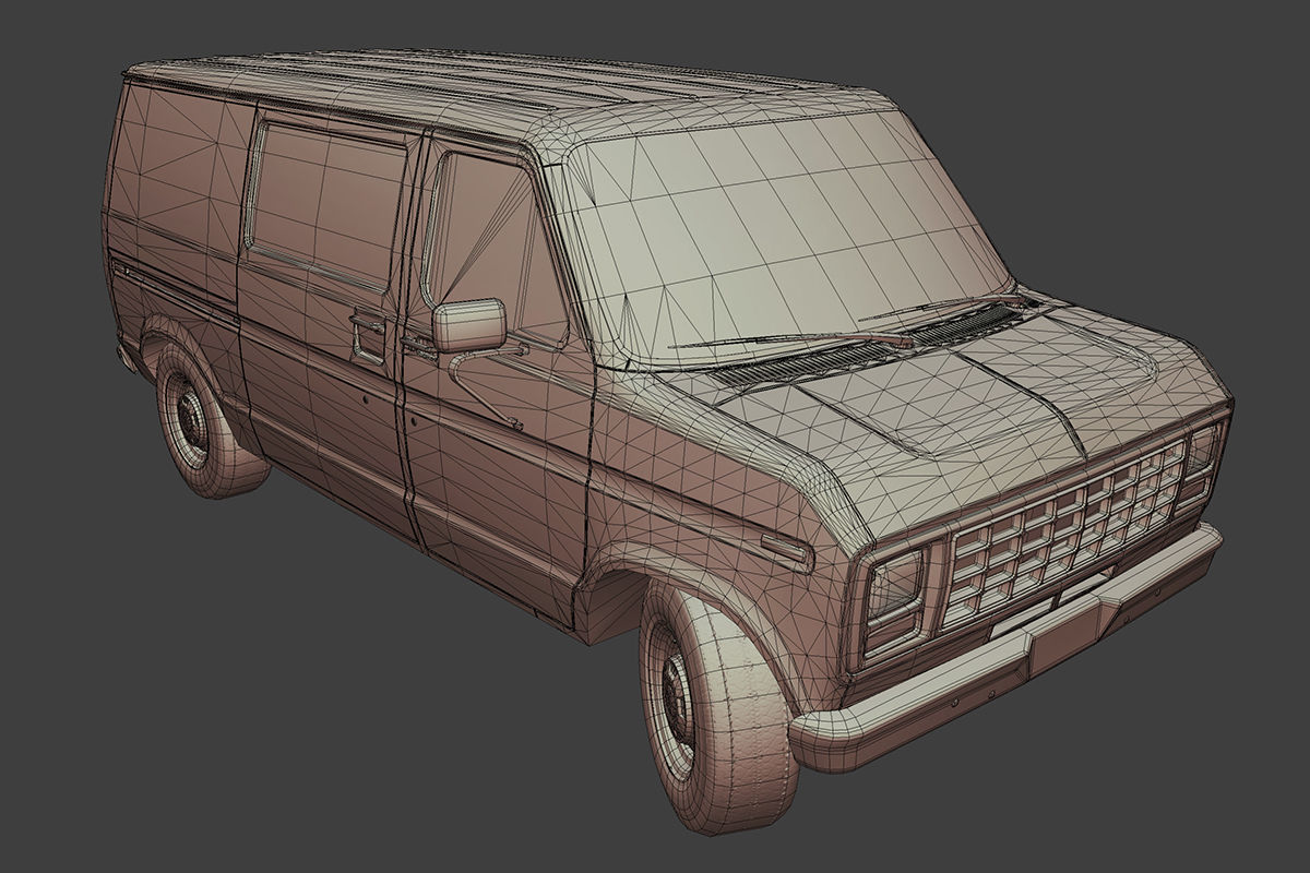 Old Van Low-poly 3D model_8