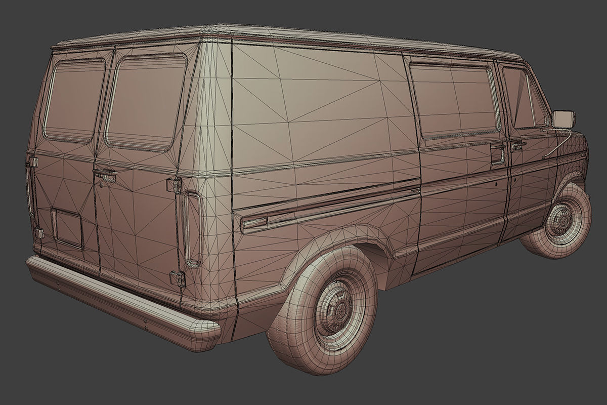 Old Van Low-poly 3D model_9