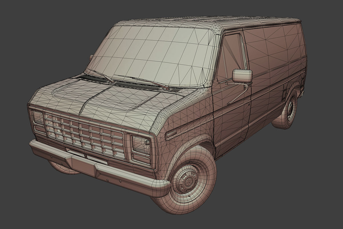 Old Van Low-poly 3D model_7