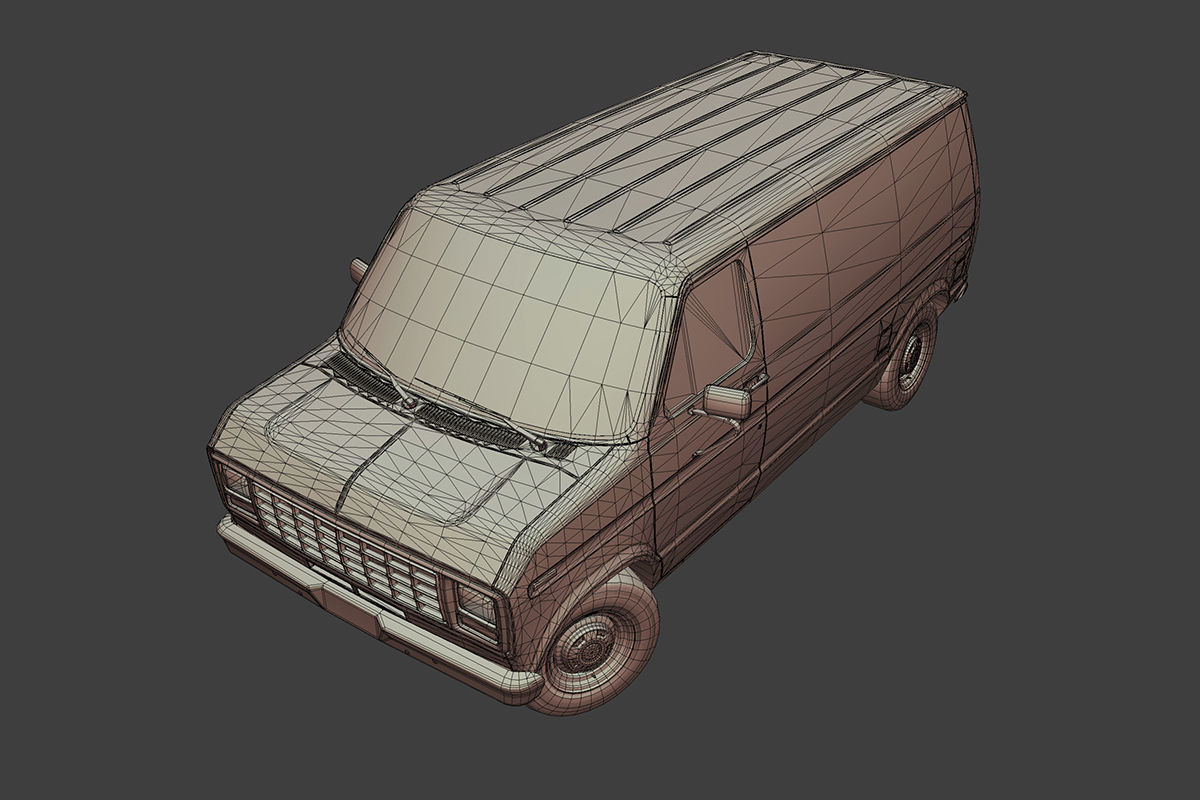 Old Van Low-poly 3D model_11