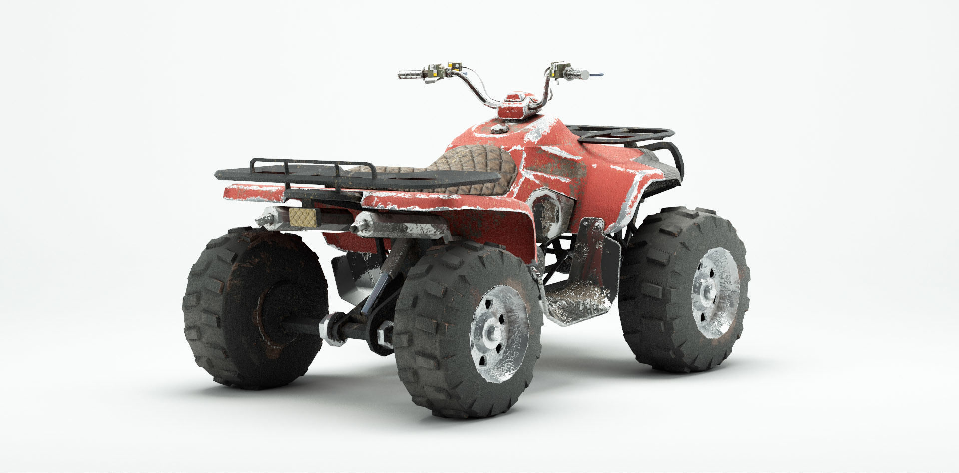 Lowpoly Dirty Quad Bike Low-poly 3D model_2