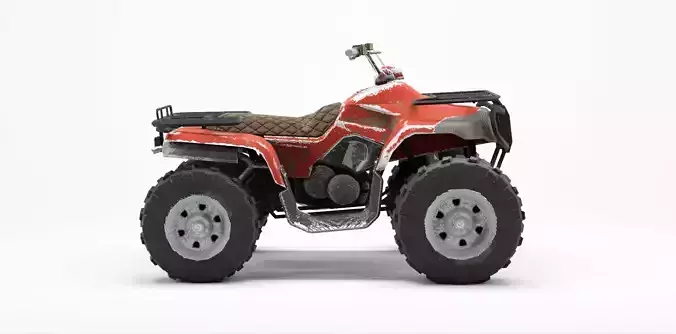 Lowpoly Dirty Quad Bike Low-poly 3D model