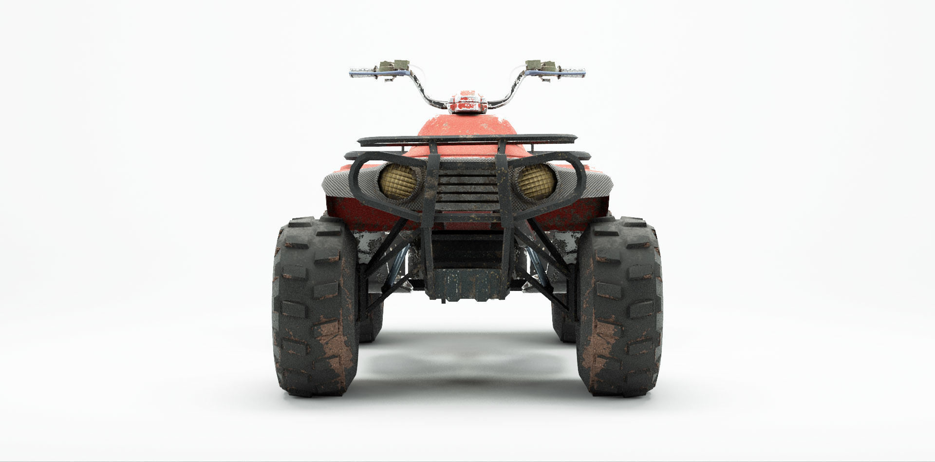 Lowpoly Dirty Quad Bike Low-poly 3D model_1