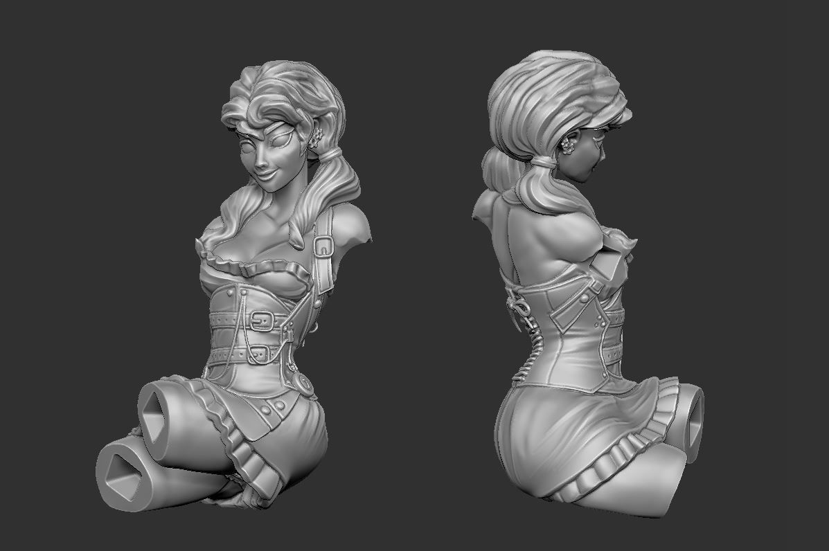 Steampunk Girl Pinup 3D print model 3D print model_2